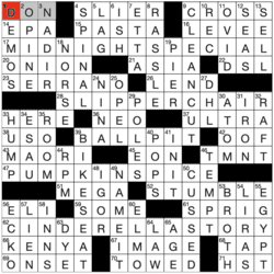 Answer grid for Los Angeles Times crossword 1/26/26 by Doug Peterson